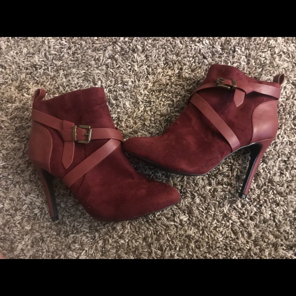 Burgundy heel booties/never worn/no tags/ no box